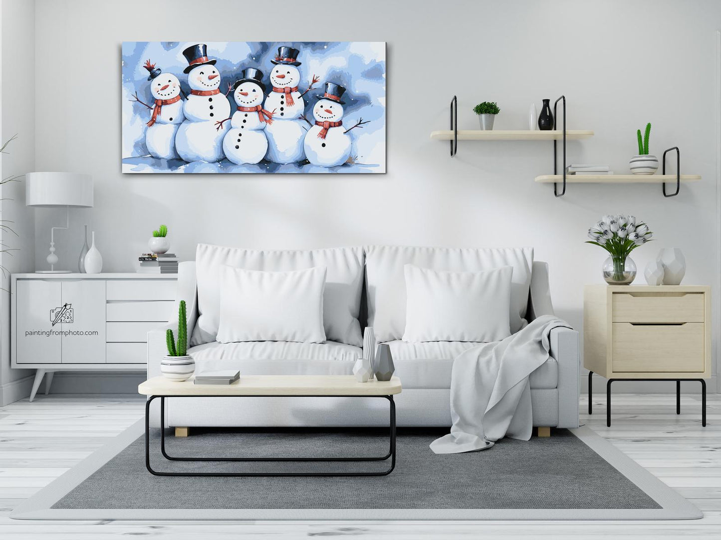 Paint by number - En familie af snemænd