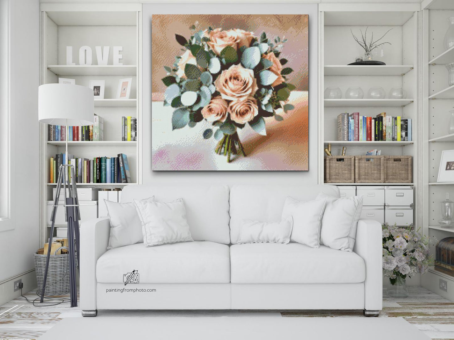 Diamond Paint - Beige buket med eukalyptus