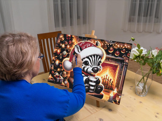 Paint by number - Julezebra og en kop kaffe