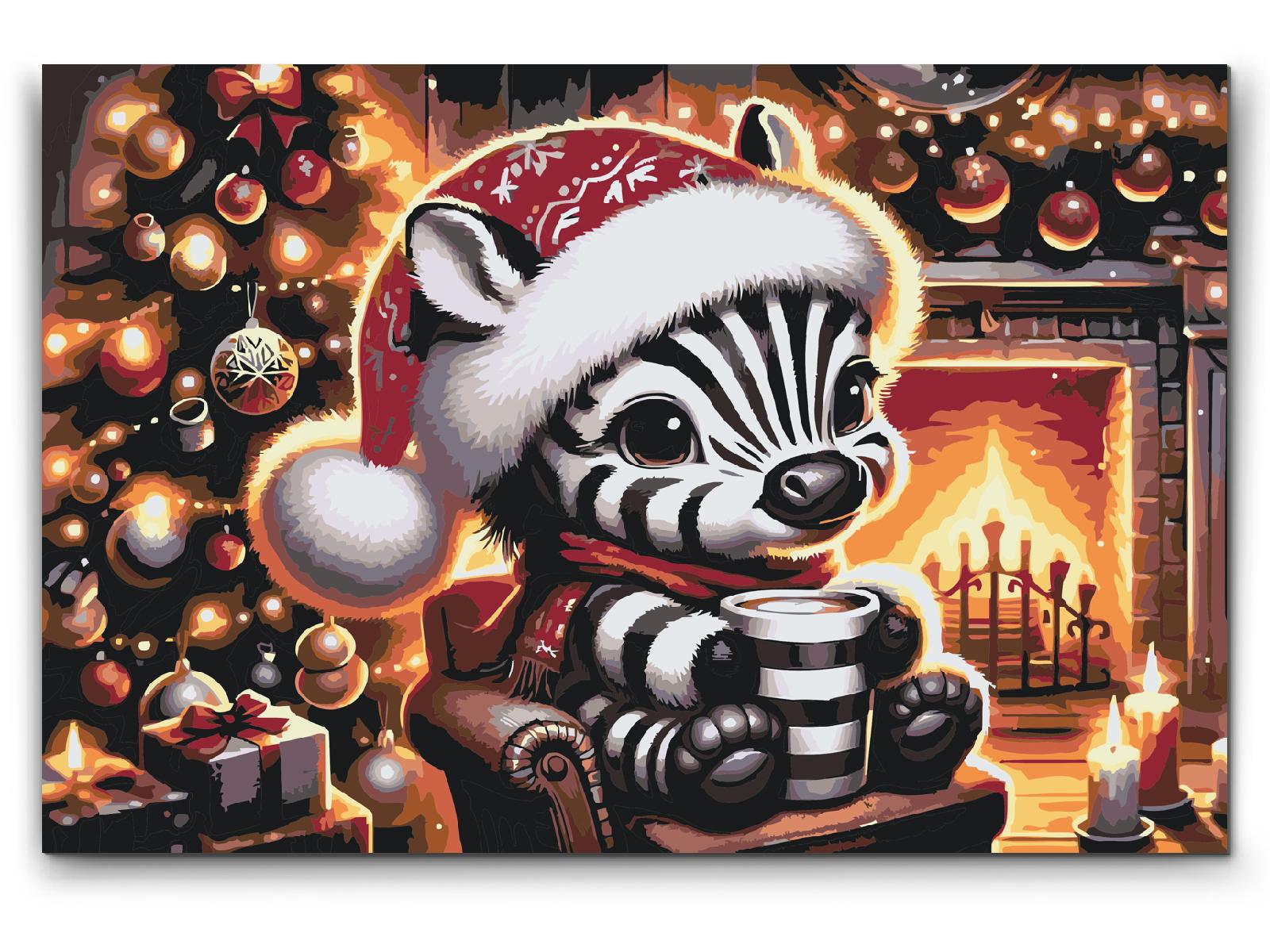Paint by number - Julezebra og en kop kaffe