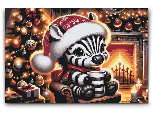 Paint by number - Julezebra og en kop kaffe