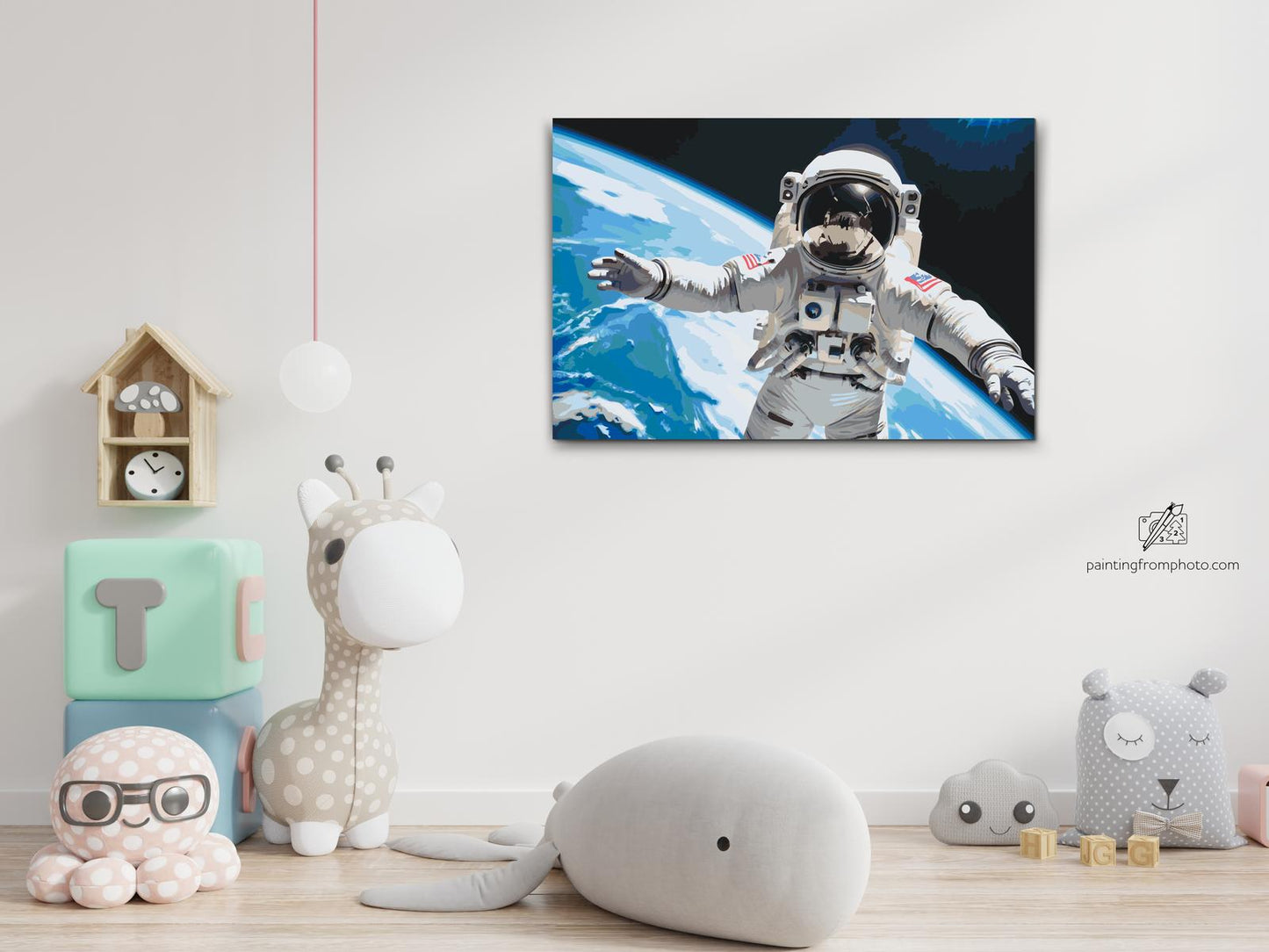 Paint by number - Astronaut med planeten Jorden