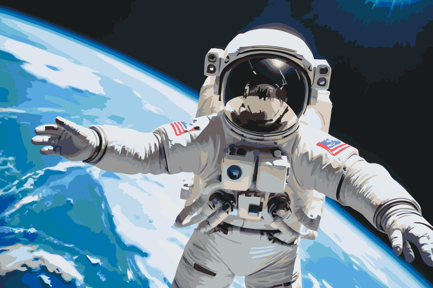 Paint by number - Astronaut med planeten Jorden