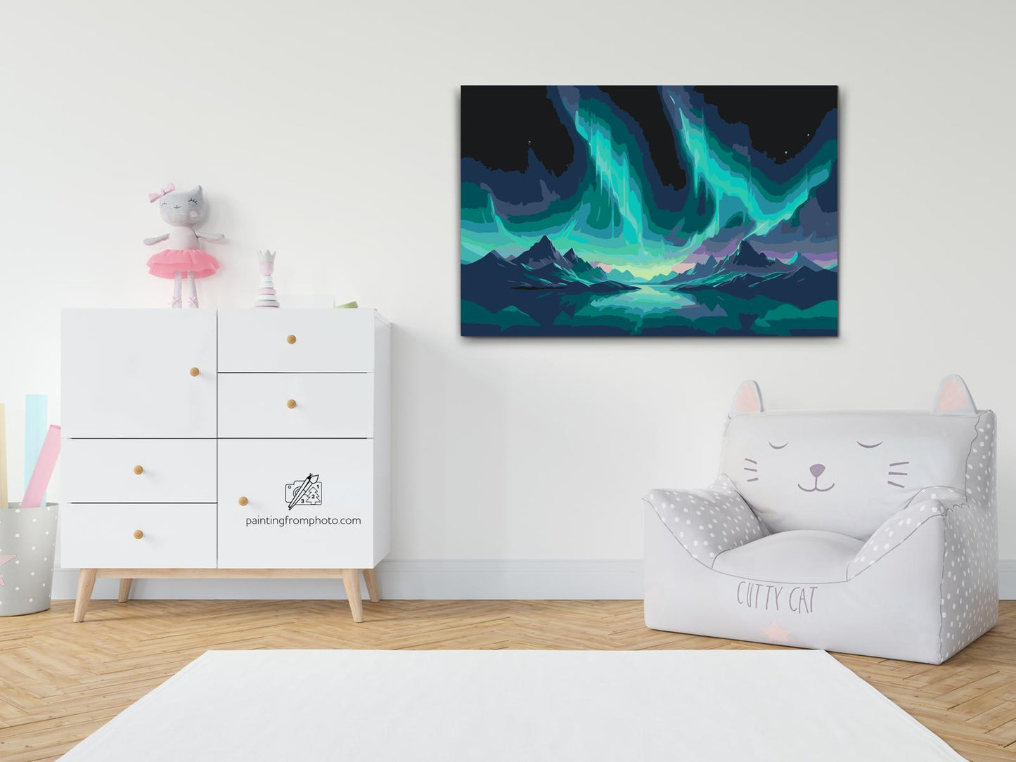 Paint by number - Nordlys over bjergene