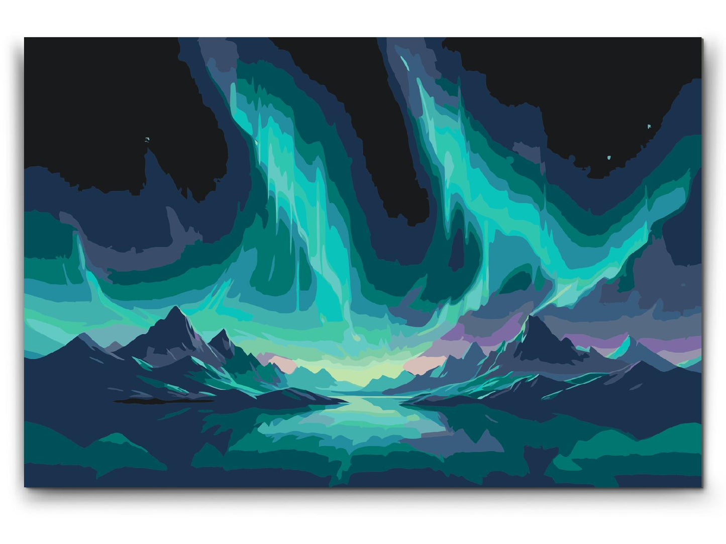 Paint by number - Nordlys over bjergene