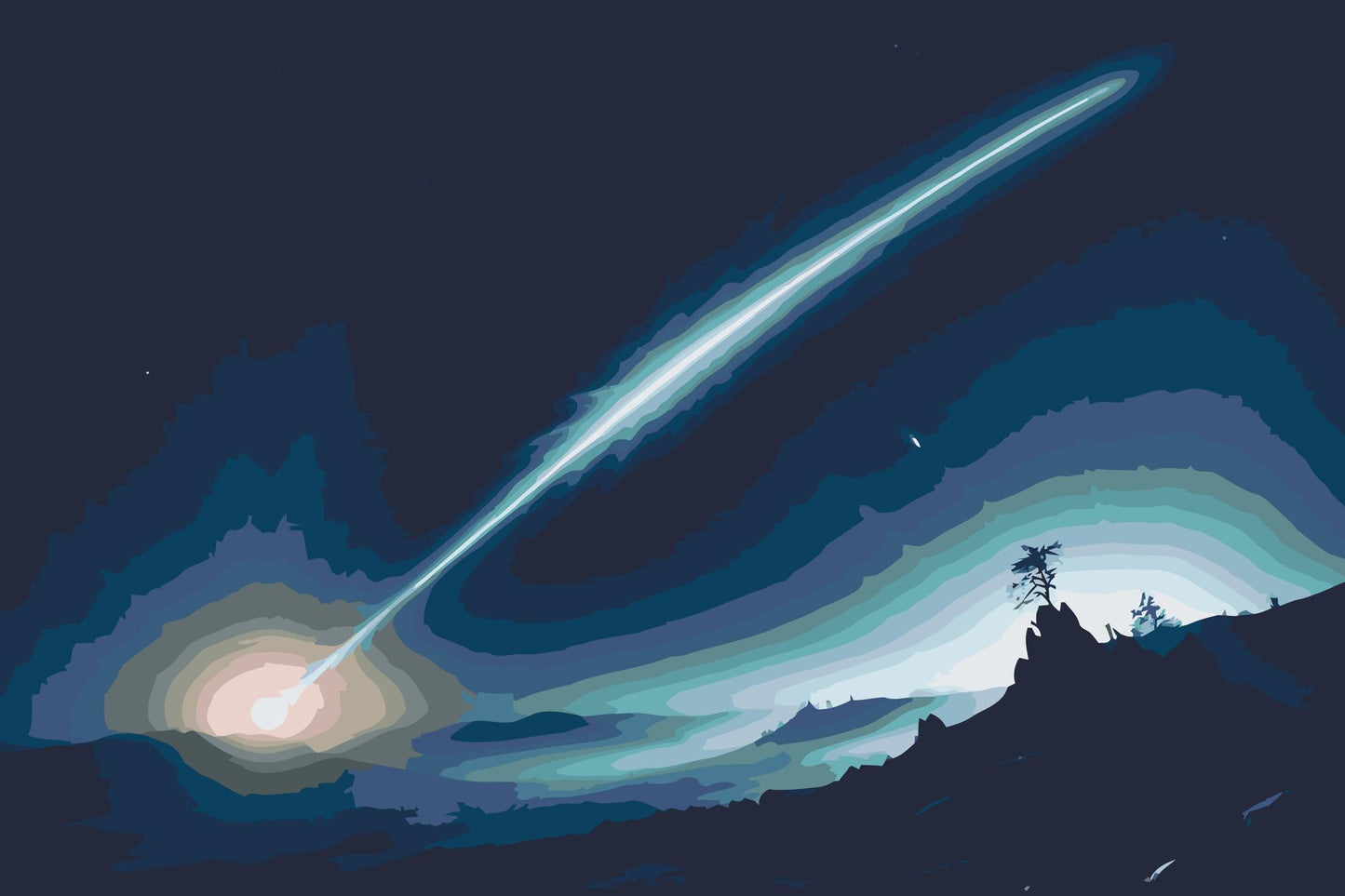 Paint by number - Komet, der flyver på himlen