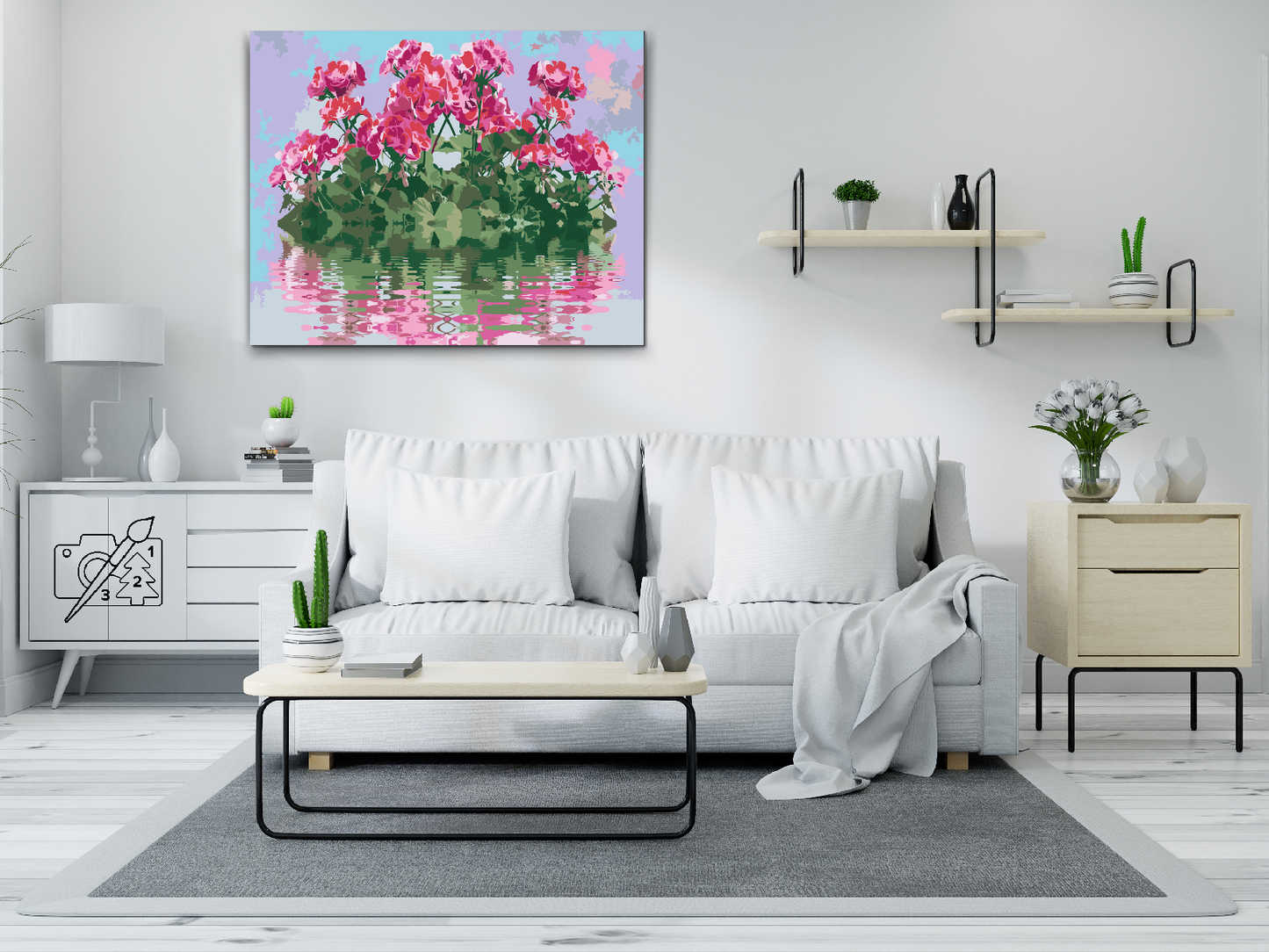 Paint by number - Pelargonier på vandet