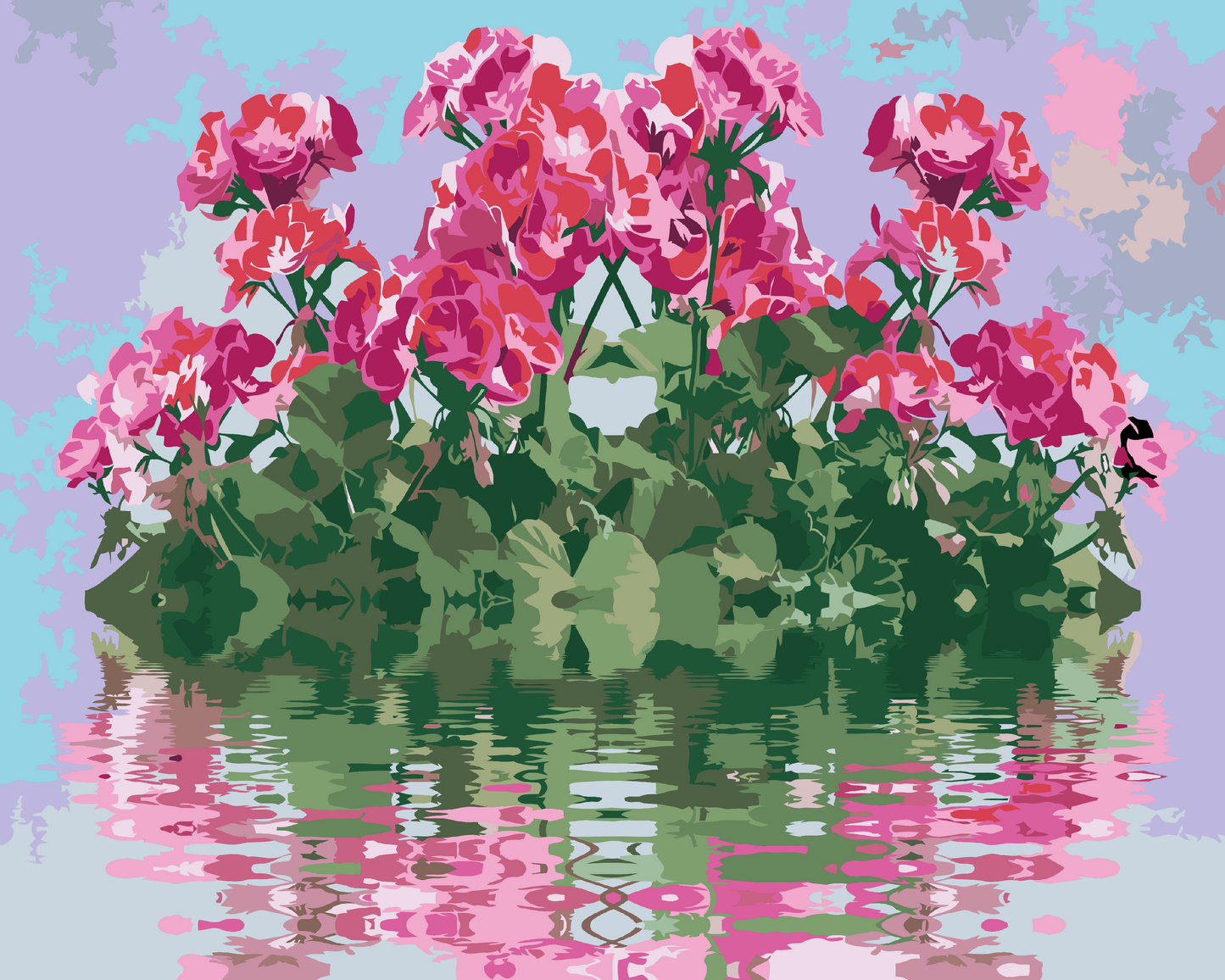 Paint by number - Pelargonier på vandet