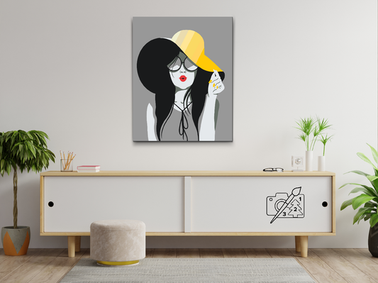 Paint by number - Dame med den gule hat