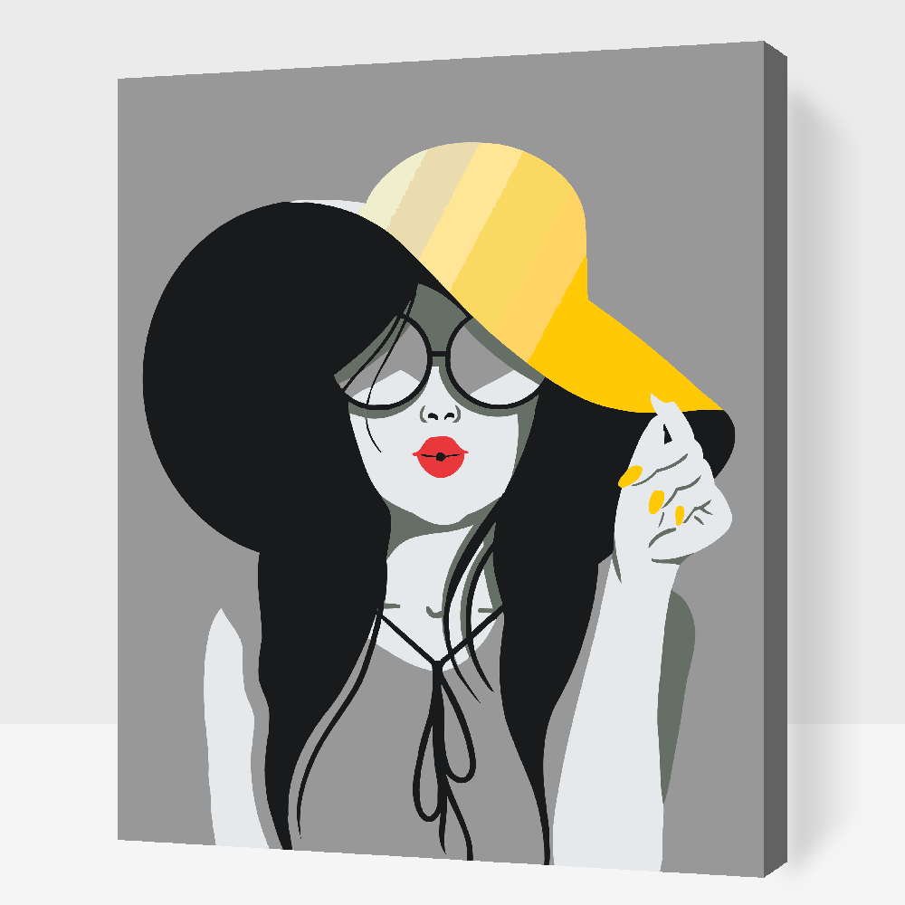 Paint by number - Dame med den gule hat