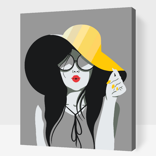Paint by number - Dame med den gule hat