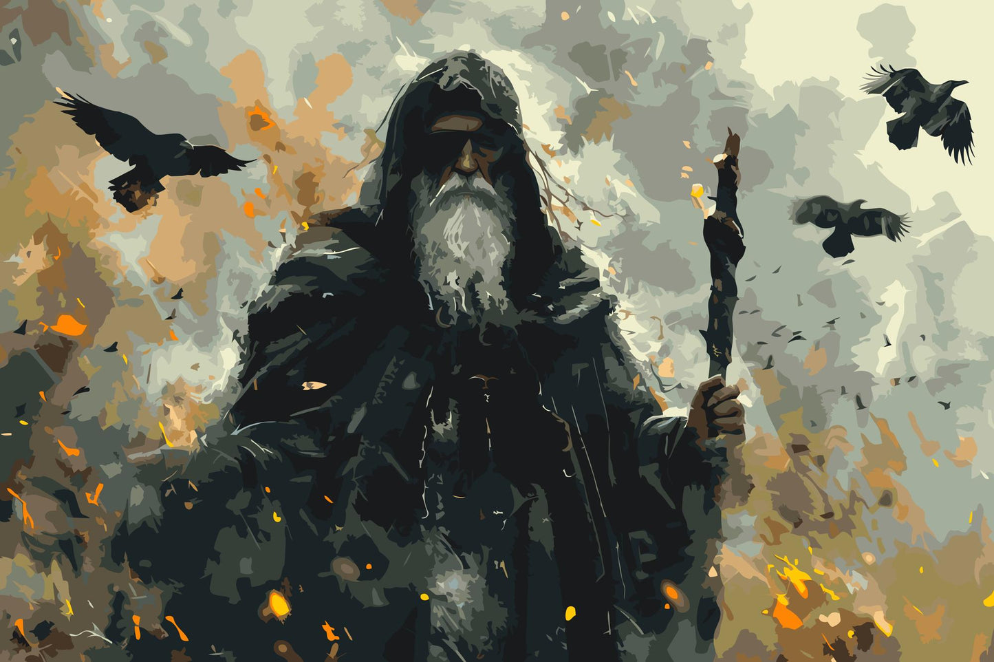 Paint by number - Odin – Gud for død, krig og magi