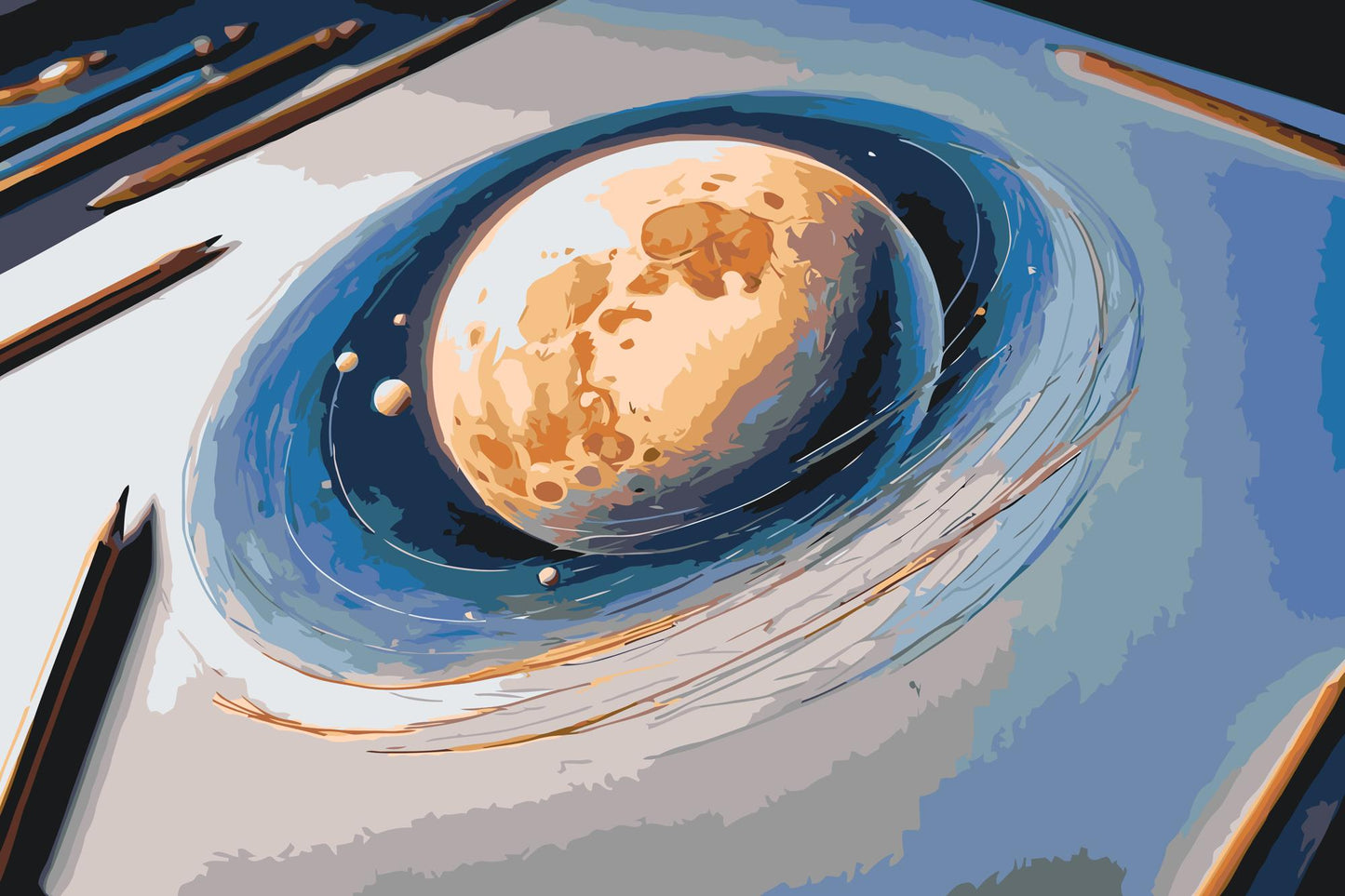 Paint by number - Planet tegnet på papir