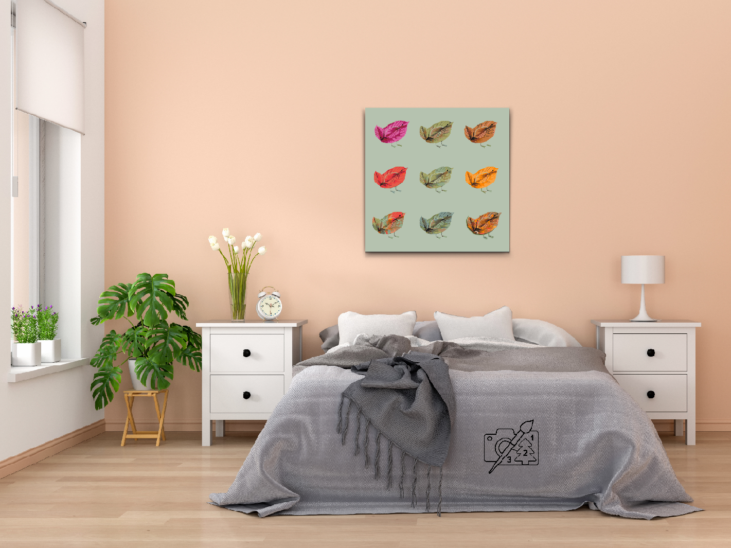 Paint by number - Fugle lavet af blade