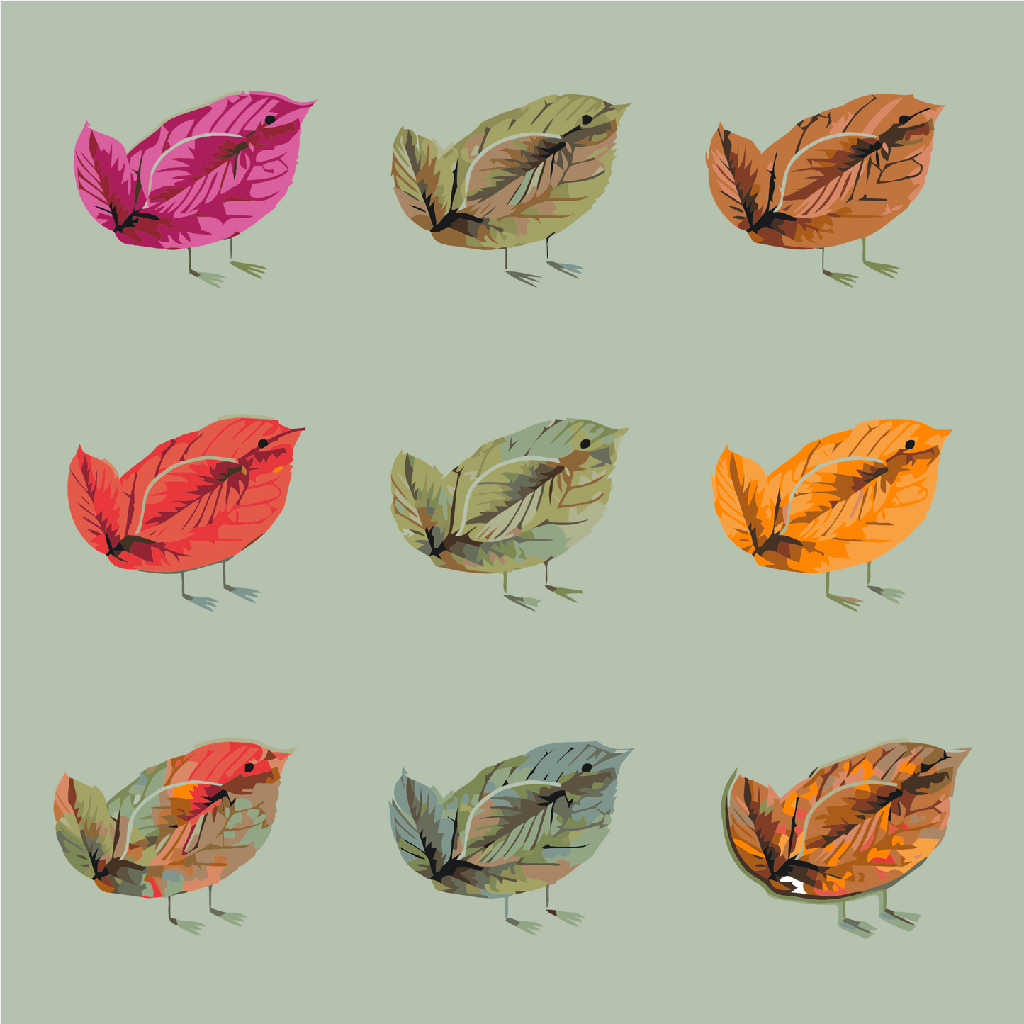 Paint by number - Fugle lavet af blade