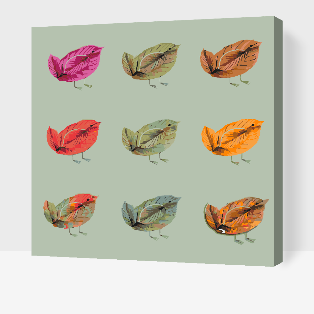 Paint by number - Fugle lavet af blade