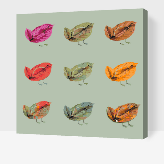 Paint by number - Fugle lavet af blade