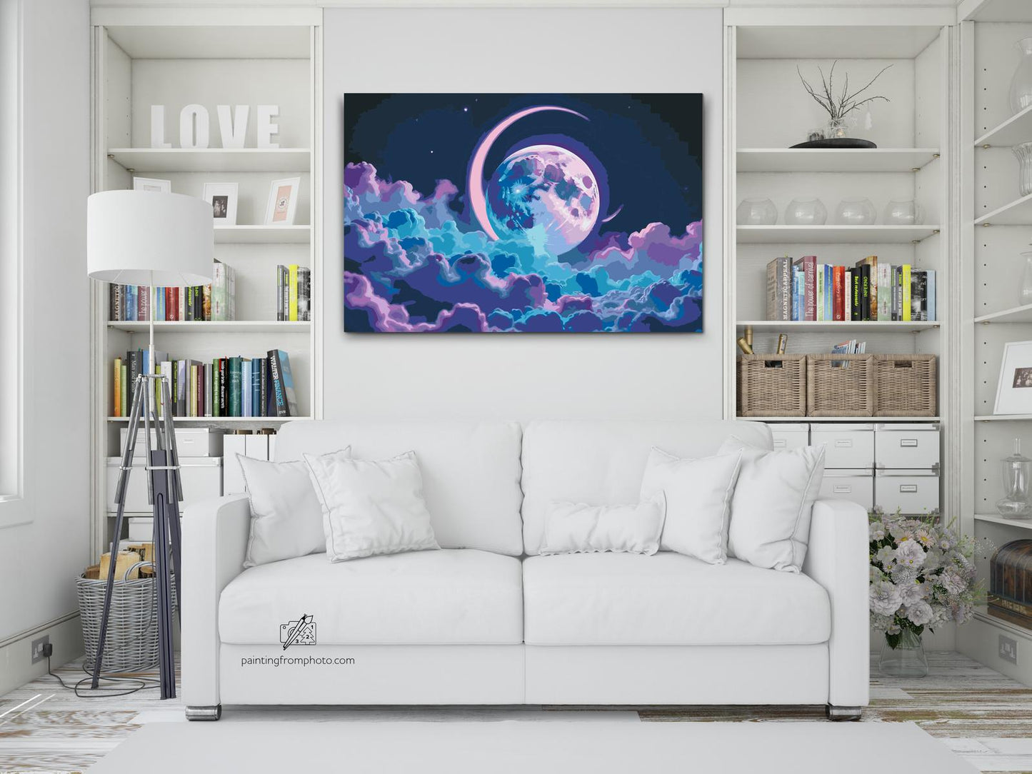 Paint by number - Surrealistisk lillablå planet