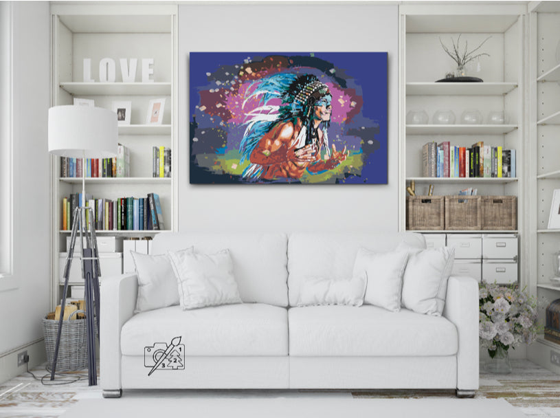 Paint by number - Farvet indianer