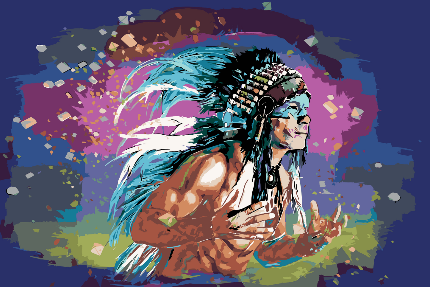 Paint by number - Farvet indianer