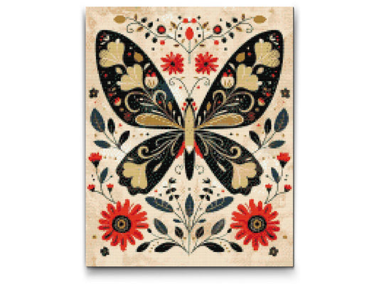 Diamond Paint - Nordisk folkekunst - Sommerfugl