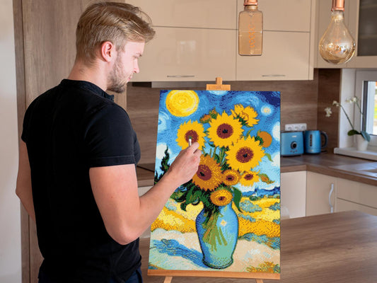 Diamond Paint - Solsikke med stjerneklar baggrund