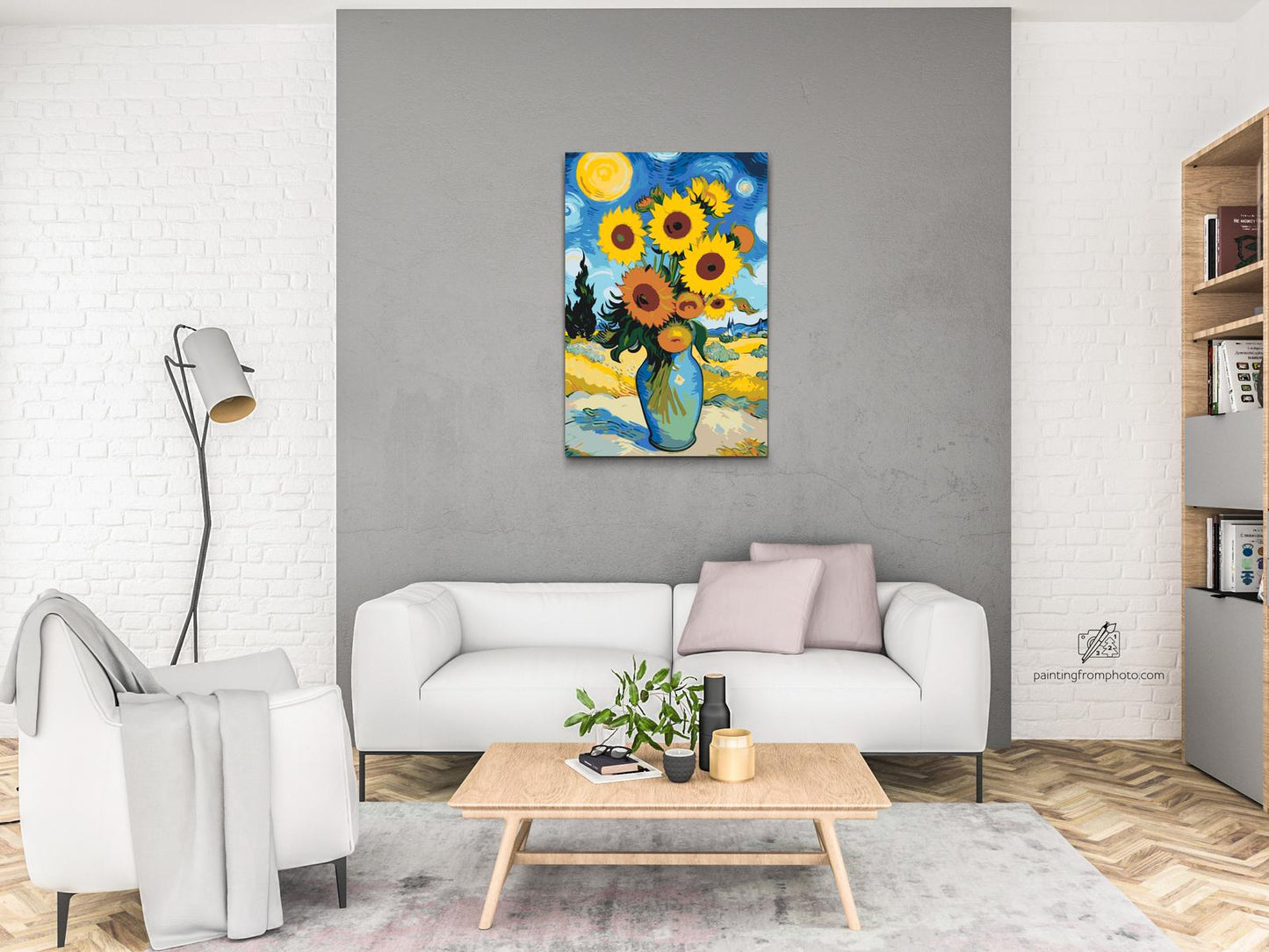 Paint by number - Solsikke med stjerneklar baggrund