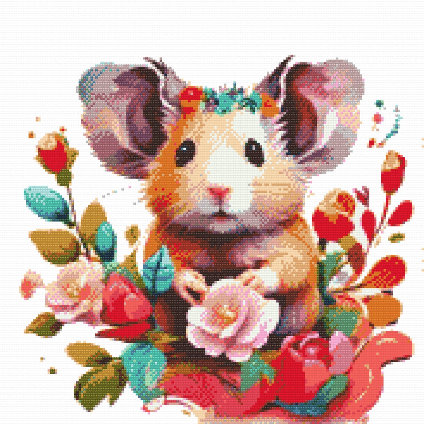 Diamond Paint - Hamster omgivet af blomster