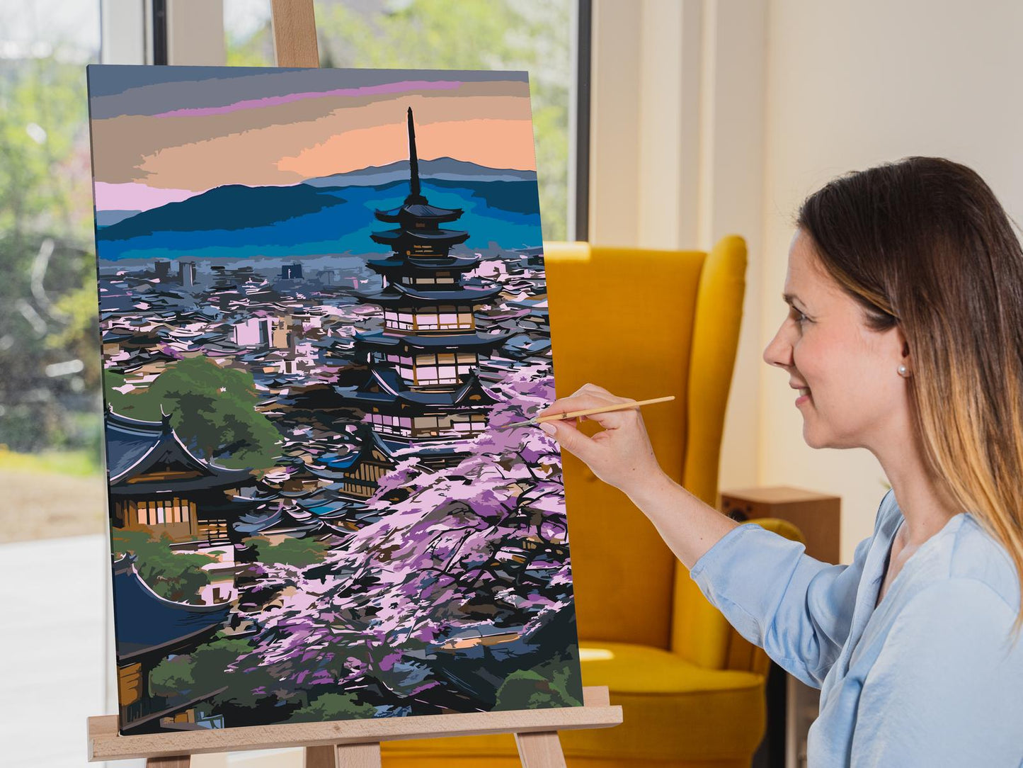Paint by number - Japansk tempel