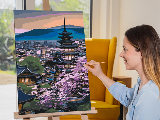 Paint by number - Japansk tempel