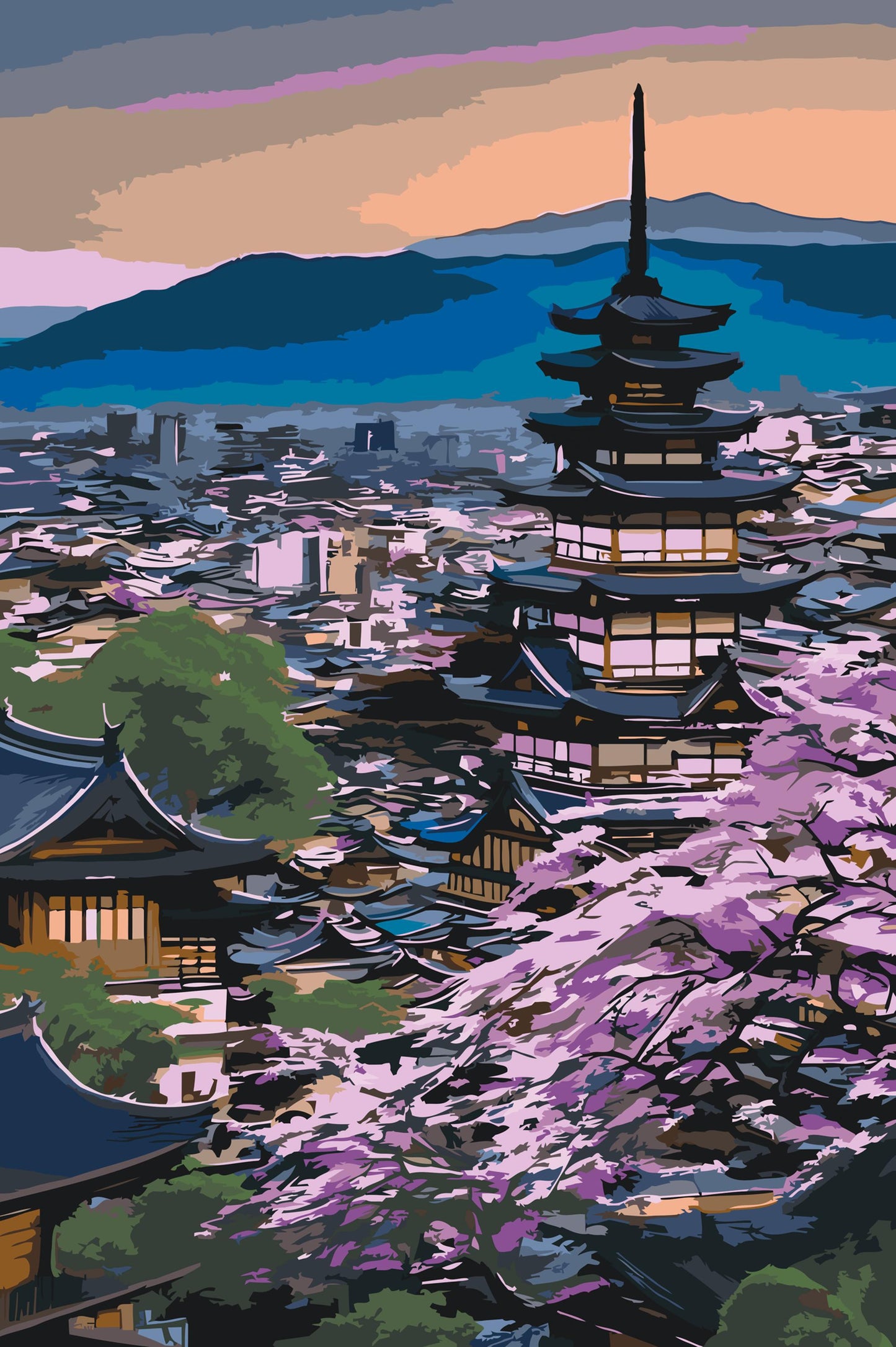 Paint by number - Japansk tempel