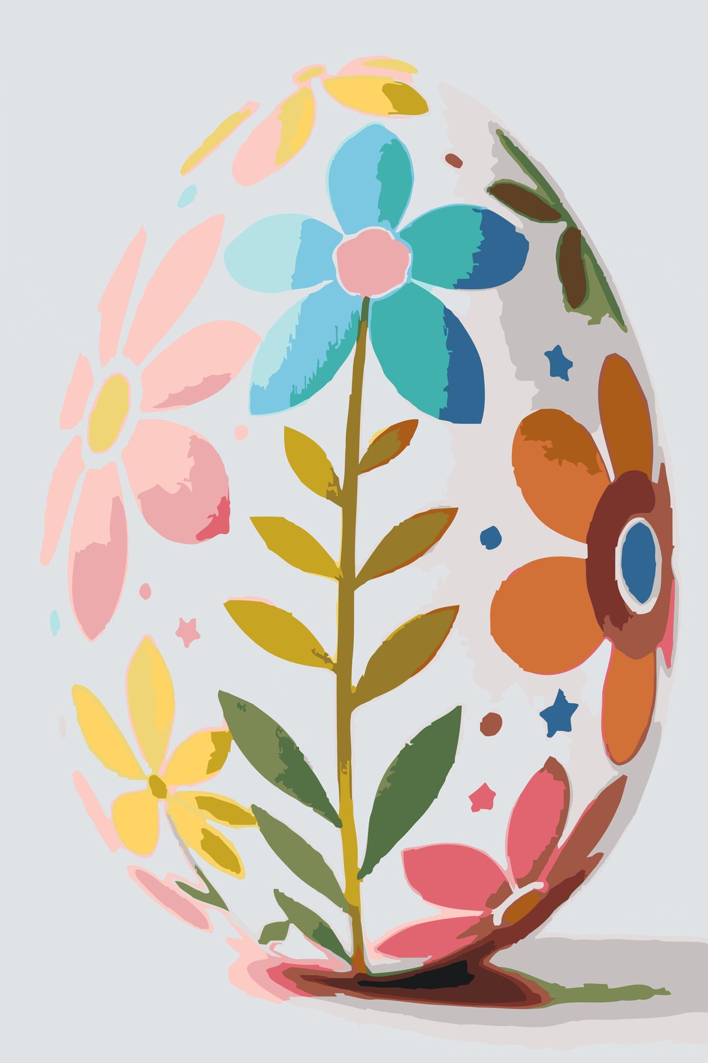 Paint by number - Påskeæg med blomstermønster