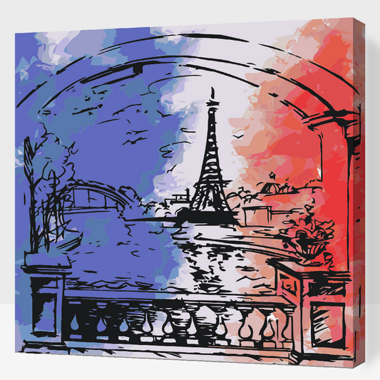 Paint by number - Paris i flagfarver