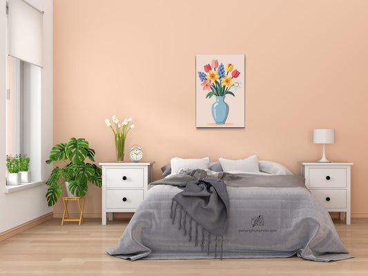 Paint by number - Illustration af en forårsbuket