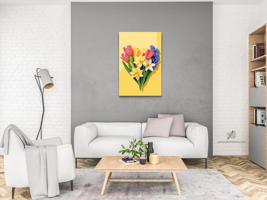 Paint by number - Forårsblomster i hjertet