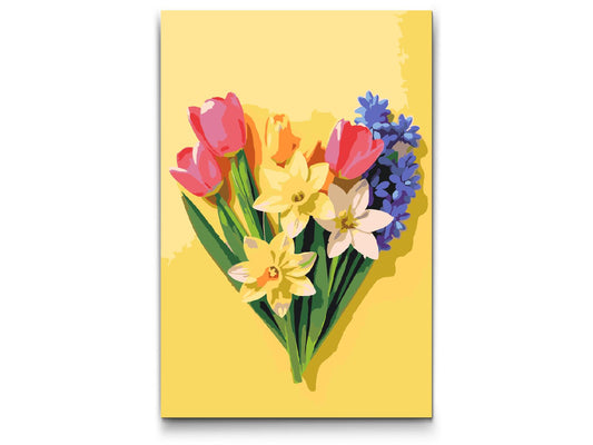 Paint by number - Forårsblomster i hjertet