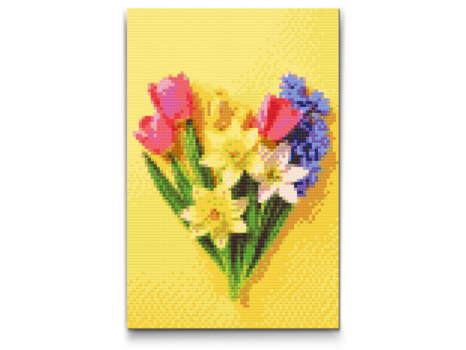 Diamond Paint - Forårsblomster i hjertet