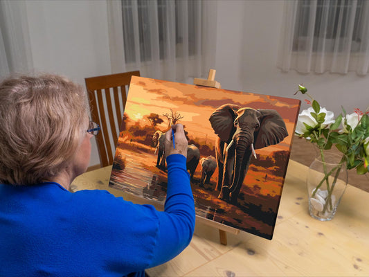 Paint by number - Savanne – Rejser med elefanter