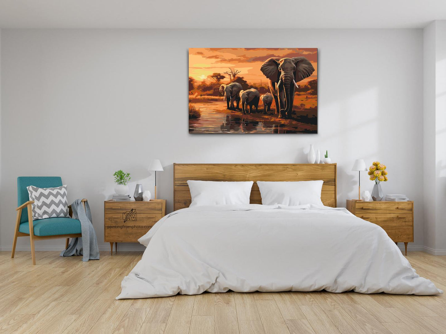 Paint by number - Savanne – Rejser med elefanter