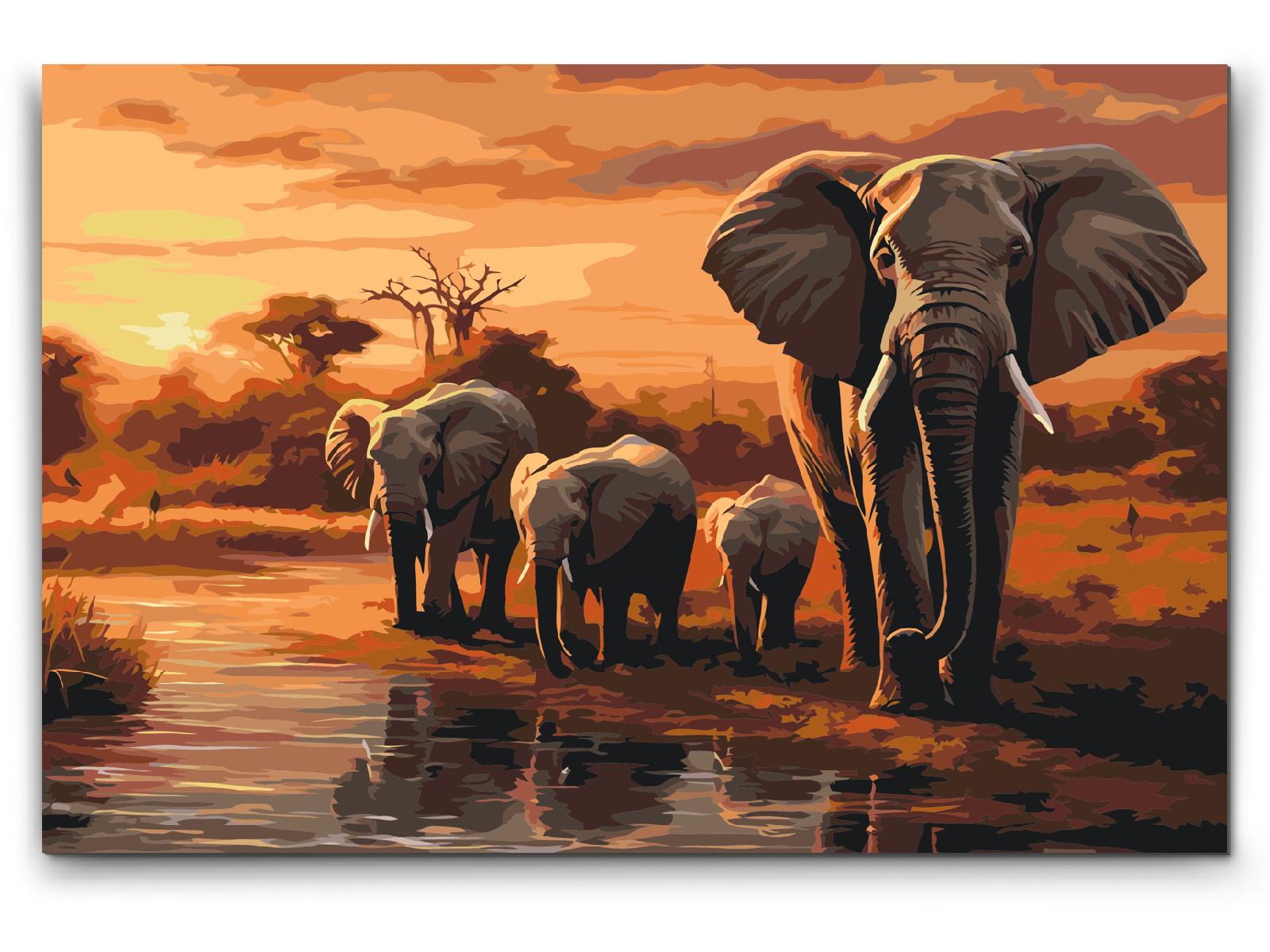 Paint by number - Savanne – Rejser med elefanter