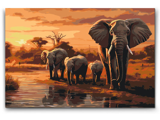 Paint by number - Savanne – Rejser med elefanter