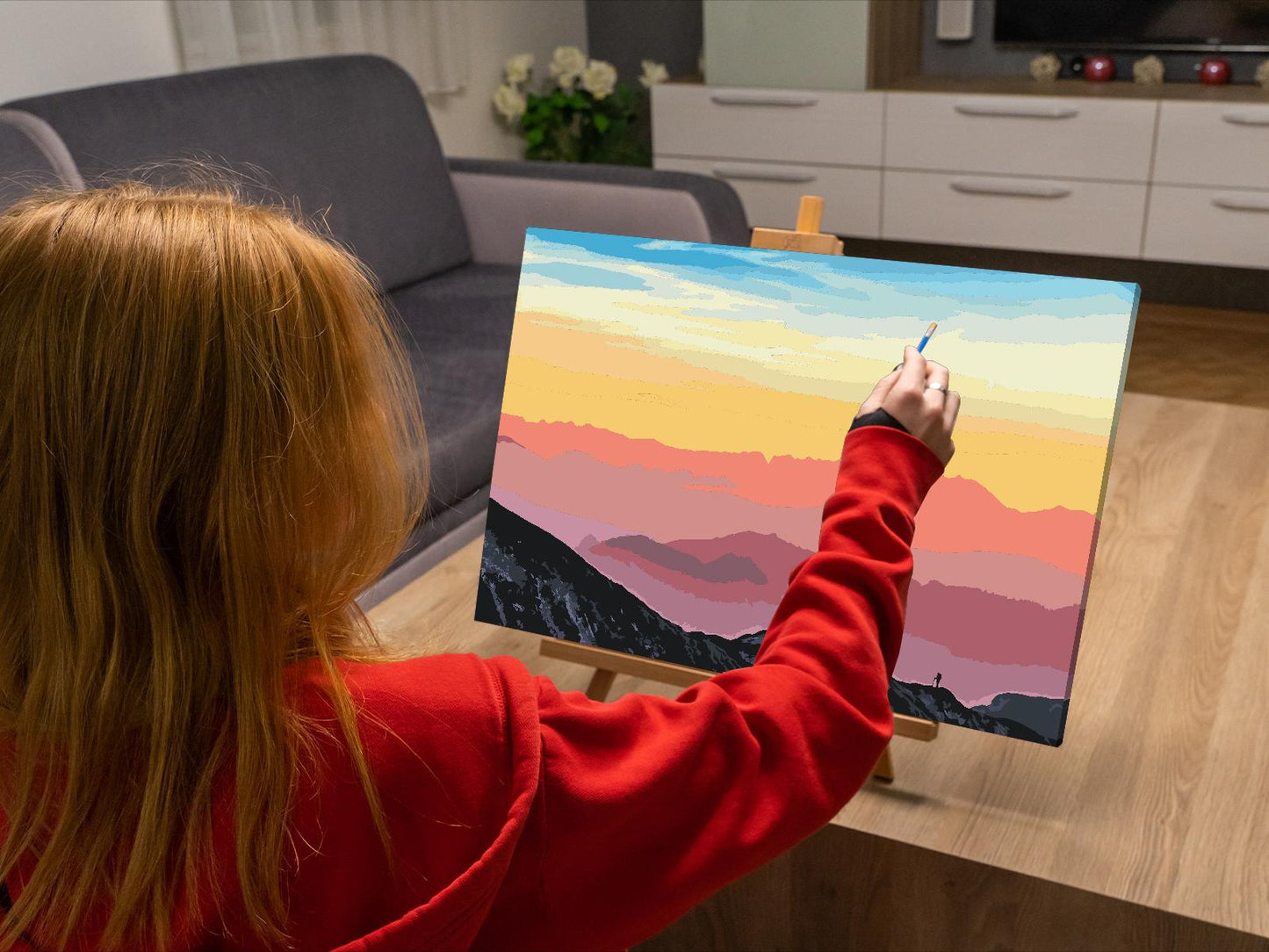 Paint by number - Solnedgang over de østrigske bjerge