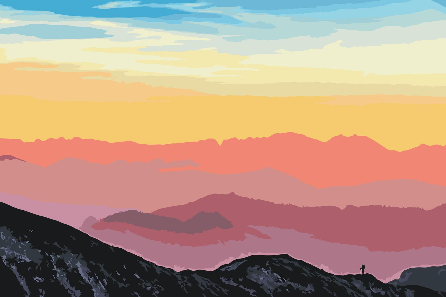 Paint by number - Solnedgang over de østrigske bjerge