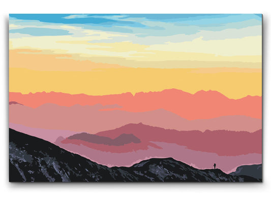 Paint by number - Solnedgang over de østrigske bjerge