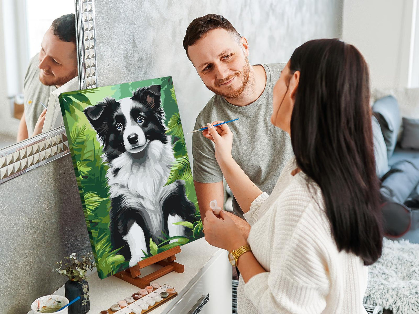Paint by number - Border Collie-hvalp