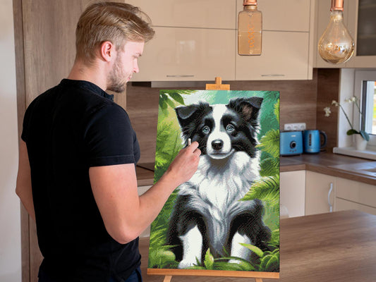 Diamond Paint - Border Collie-hvalp