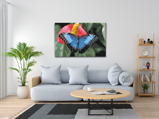 Paint by number - Sommerfugl på en rød blomst