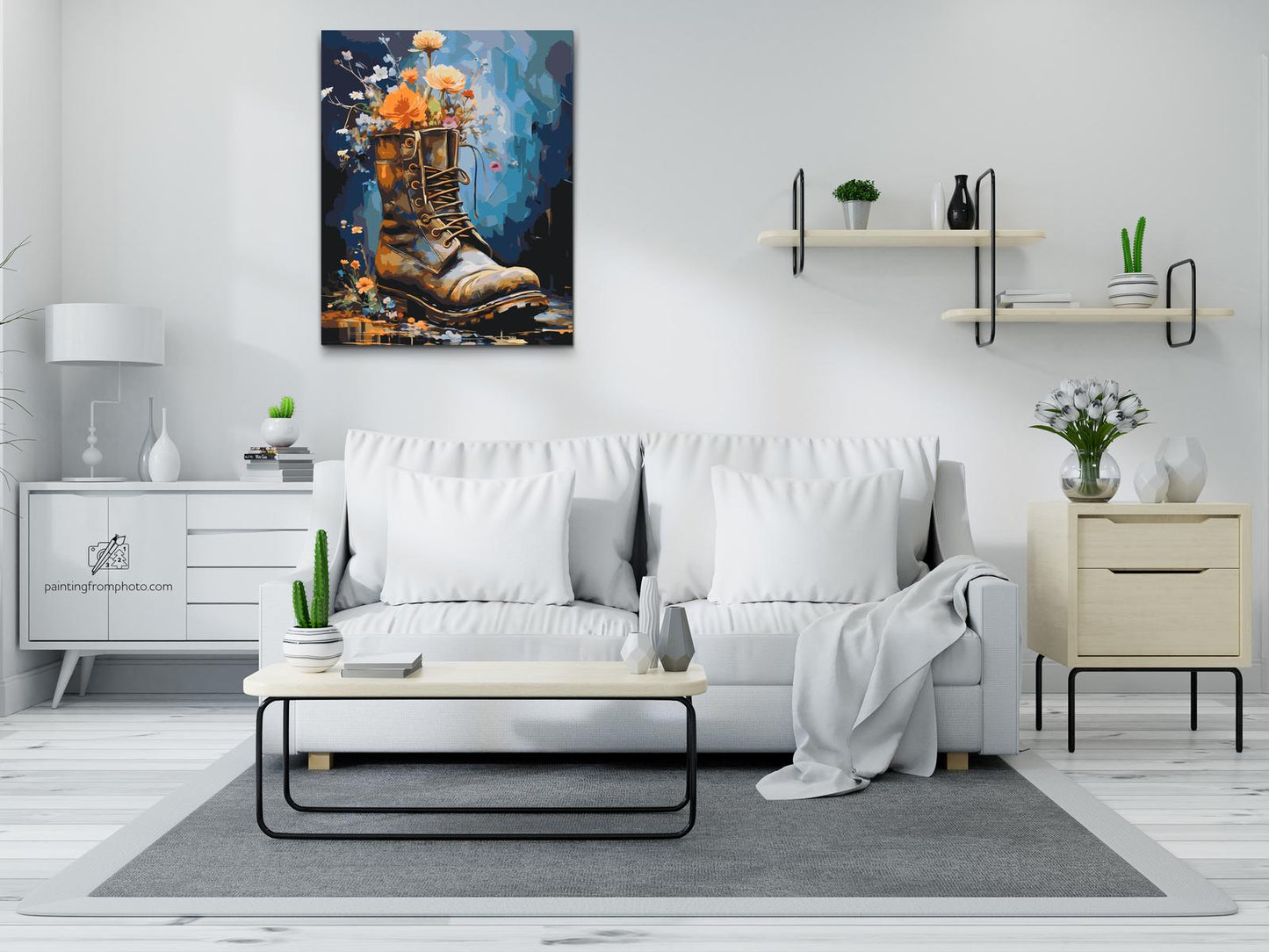 Paint by number - En sko fuld af blomster