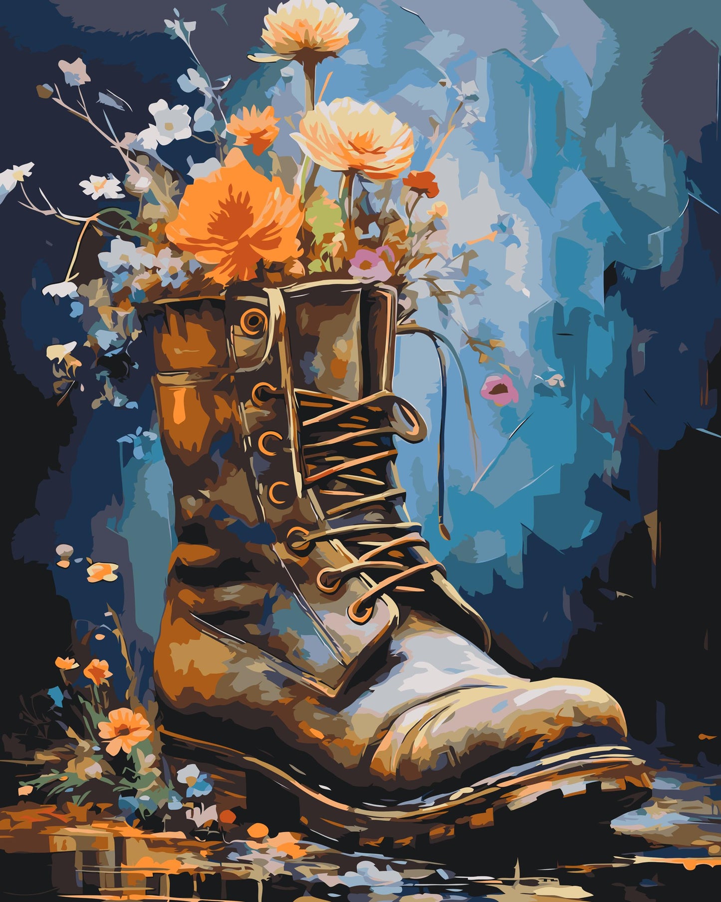 Paint by number - En sko fuld af blomster