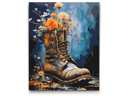 Paint by number - En sko fuld af blomster